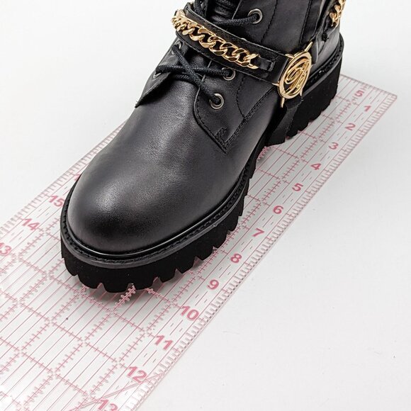 Blumarine Women Logo Chain Harness Combat Boots Size 9.5M EUR 40 - Picture 7 of 9